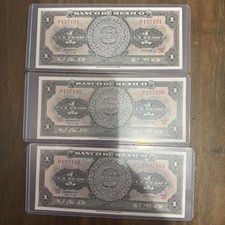 3 sequential uncirculated, Great Historic Banknotes Mexico 1961 1 Peso 