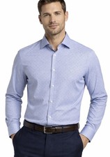 JF J Ferrar Men  s Size S Slim Fit Stretch Dress Shirt Blue Micro Print A206    