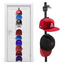 Hat Organizer for Baseball Caps, Over the Door Hat Rack with 10 Display Hooks...