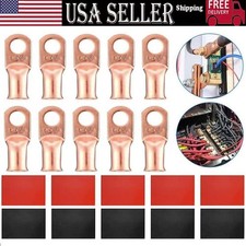 20pcs 1/0 AWG Gauge Copper Lugs w/ BLACK  RED Heat Shrink Ring Terminals