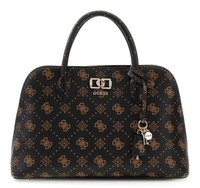 Guess Emelie Logo Two Comp Satchel Handtasche Espresso Logo Dunkelbraun Neu