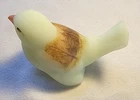 Fenton Custard Satin Song Bird w/Log Cabin by Jim E. (Susan Bryan)