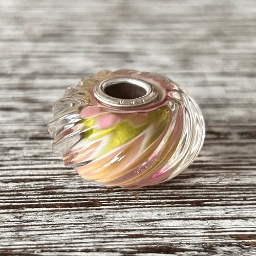 TROLLBEADS increspature testurizzate uniche 925S NUOVE! Rosa, verde Chartreuse e giallo - Foto 3 di 10