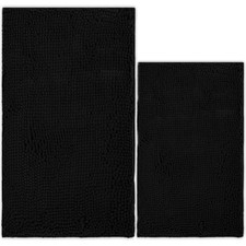 AINAHYVA Chenille Bath Mat Rug 2 Piece Set, Super Absorbent, Non-Slip PVC