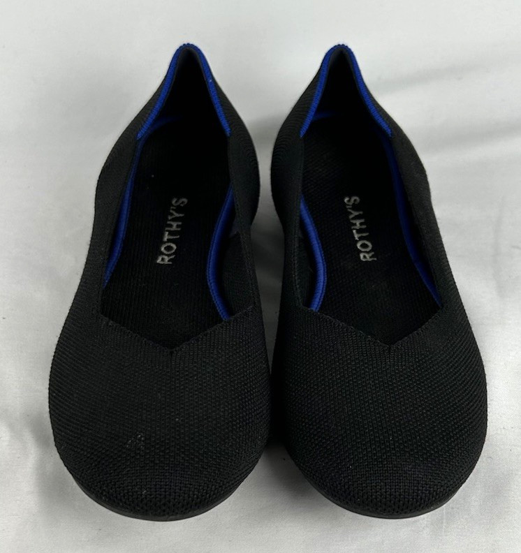 Rothys The Flat Black Solid Rounded Toe Knit Ball… - image 2