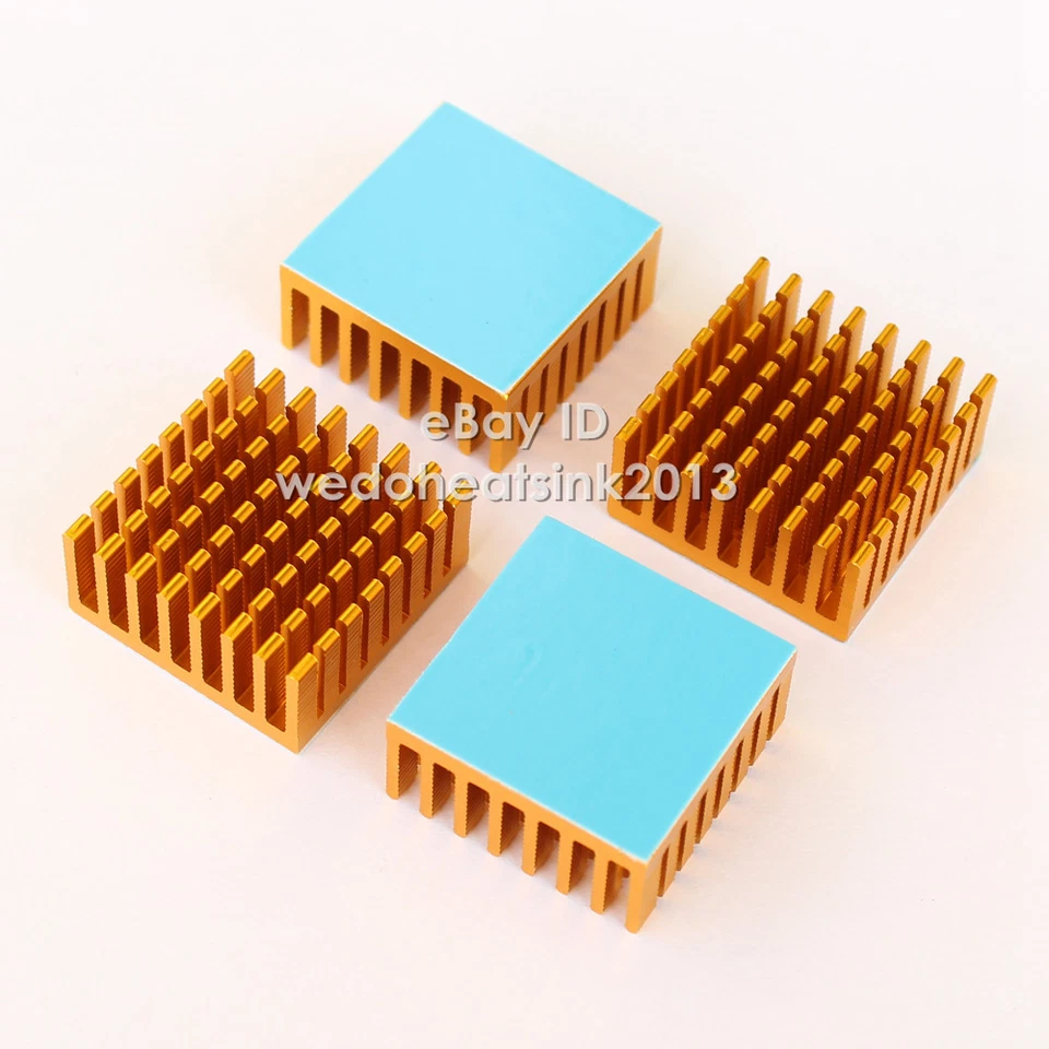 50pcs 28x28x13mm Gold Anodized and Slotted Aluminum Heatsink with Thermal Tape - Image 4 of 4