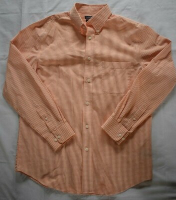 Croft & Barrow Men's Orange Plaid long sleeve button shirt  Size 16  34/35''