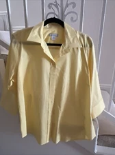 LADY HATHAWAY CLASSIC BLOUSE / SHIRT LADIES XL YELLOW FITTED COLLARED