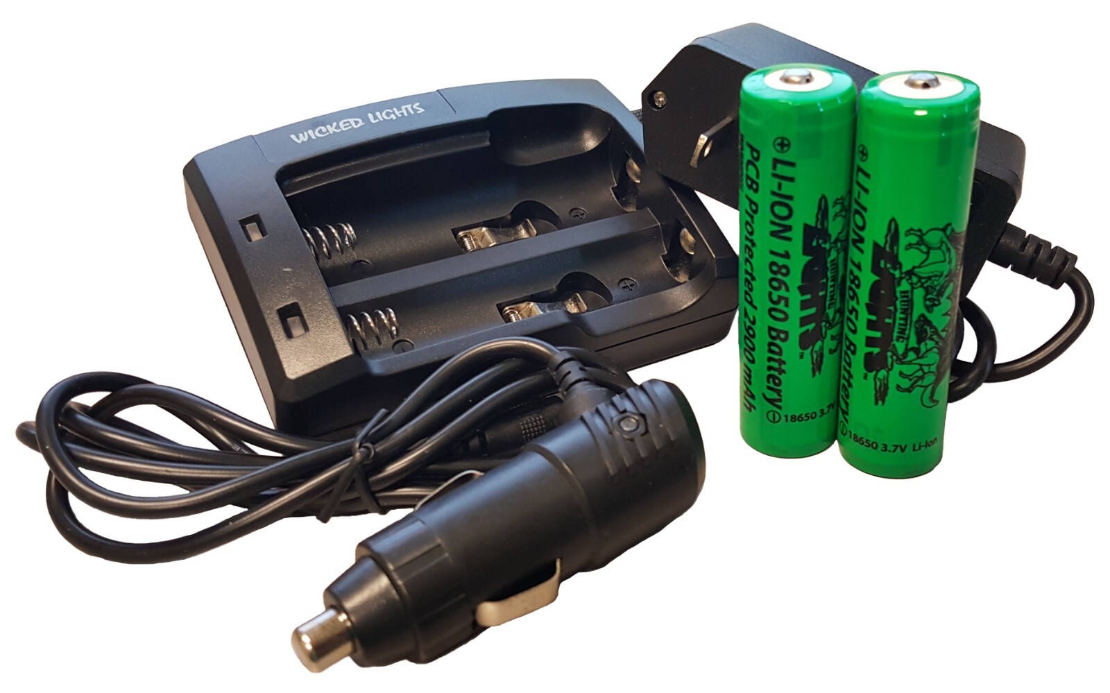 Wicked Lights 18650 2-Position Charger Kit with 2 18650 Batt