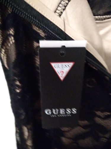 GUESS Black Lace Nude Lining Spaghetti Strap Dress Size Large *NEW* (Retail $89) - Picture 9 of 13