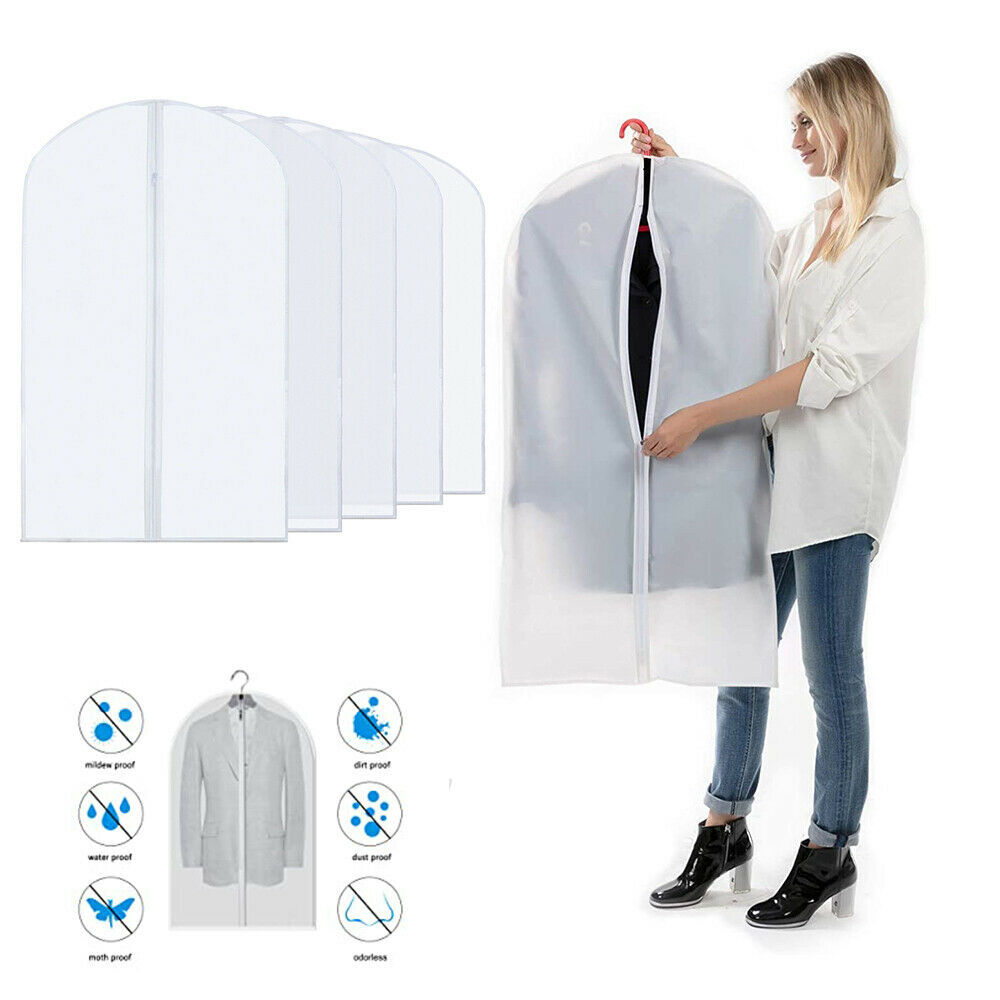 5 Pack Hanging Garment Bags Moth-Proof Full Zipper Closet Storage