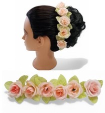 Lot of 17 Peach/Pink 8" Artificial Flower Strips Hair Pageant Wedding Dance