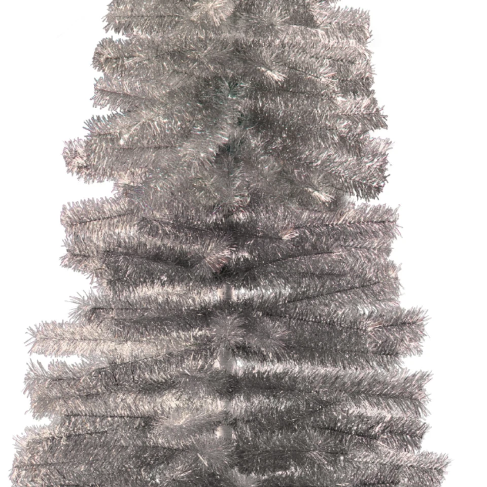 10FT Silver Pencil Christmas Tree Retro Tinsel Style XMASS Holiday Base Included - Image 3 of 4