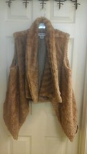 Celebrity Pink, Women's Size Large, Faux Fur Shrug Vest, Browns, Soft, Euc