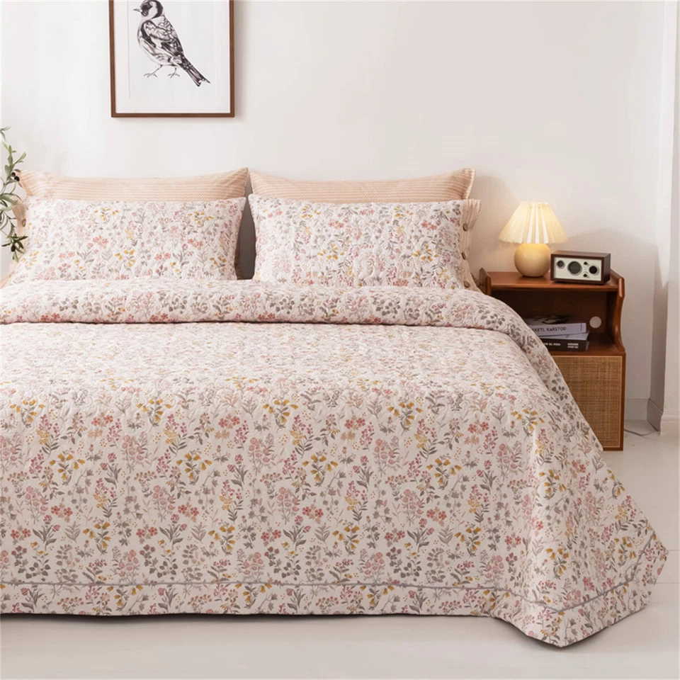 Patchwork Quilt Bedspread Coverlet Throw Rug Queen/King 100% Cotton Floral - Image 2 of 4