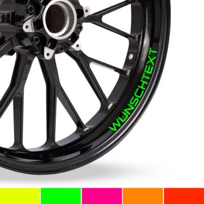 Neon Wunschtext im Felgenbett16''-19'' Farben & Schriftarten Auto gelb grün rot