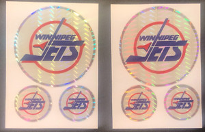 (6)x Winnipeg Jets Vintage NHL Hockey Team Logo Hologram Card Stickers