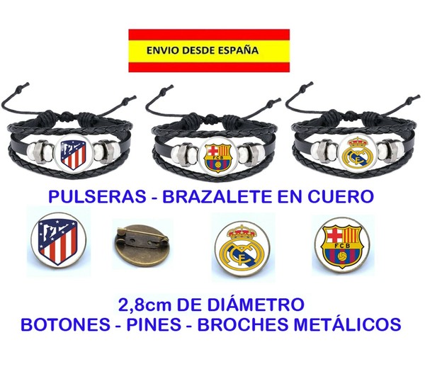 PULSERA BRAZALETE PINES BROCHES BOTONES F�TBOL REAL MADRID ATL�TICO BARSA UNISEX