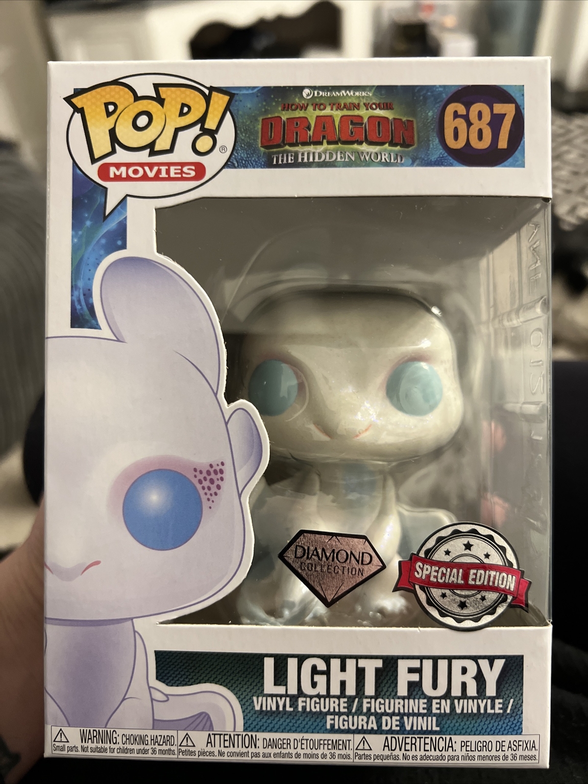 Funko Pop Vinyl - Movies #687 Light Fury Diamond - Train Dragon - Exclusive
