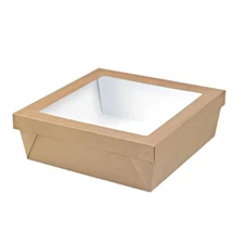PacknWood 210KRAYB255, Kray Boxes With PET Window Lid - 100oz 9.8 X9.8X2- 100/CS