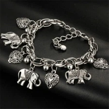Elegant 925 Sterling Silver Unique New Women Fashion Charms Elephant 9" Bracelet