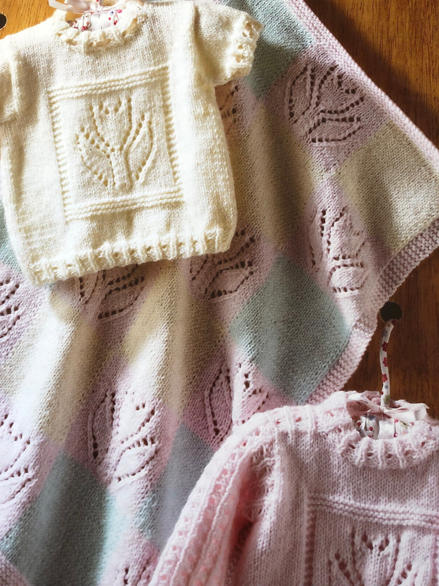 KNITTING PATTERN PREM BABY 18 mths GIRLS JUMPER BLANKET DK