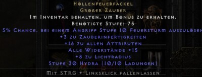 Diablo2 Resurrected Zauberin-Höllenfeuerfackel (Sorc HellfireTorch) SC Nonladder