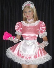 WUNDERSCHÖNES ZOFENKLEID SCHÜRZE SATIN SPITZE SISSY ZOFE  TRANSGENDER (MSZK020)