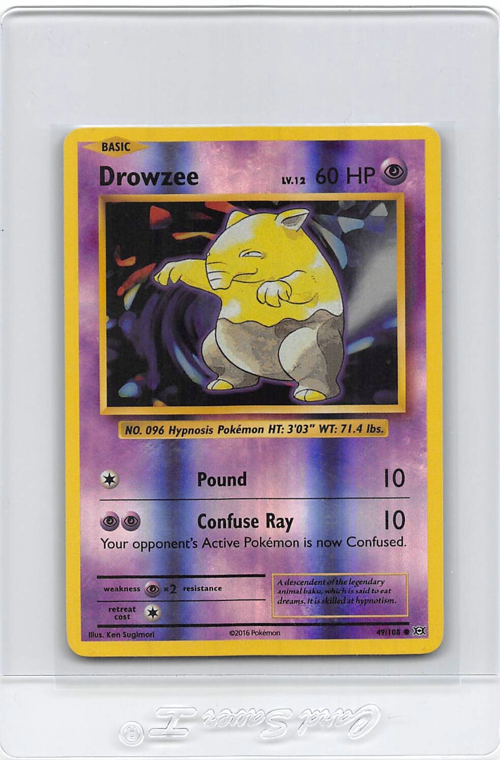DROWZEE 49/108 - Reverse Holo - XY Evolutions - Pokemon Card - NM