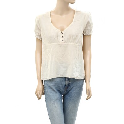 Odd Molly Anthropologie Ruffle Blouse Top Light Peach Cotton Resort S-1 260286