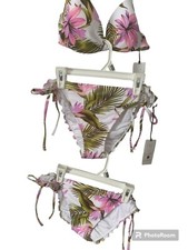 Bikini Set Cheeky Adjustable Straps 34B Top Med 8-10 Bottoms 2 Shade Shore