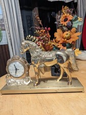 VINTAGE UNITED CLOCK MODEL 313 HORSE CLOCK WESTERN THEME WORKS MADE IN USA