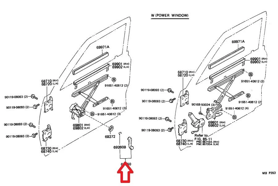 84 - 95 TOYOTA PICKUP FRONT LEFT + RIGHT SIDE DOOR WINDOW CRANK HANDLE GRAY NEW - Image 3 of 3