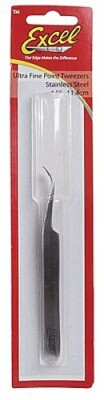 Excel Ultra Fine Slant Point Tweezers 4.5'' (Silver) - Hobby and Plastic Model