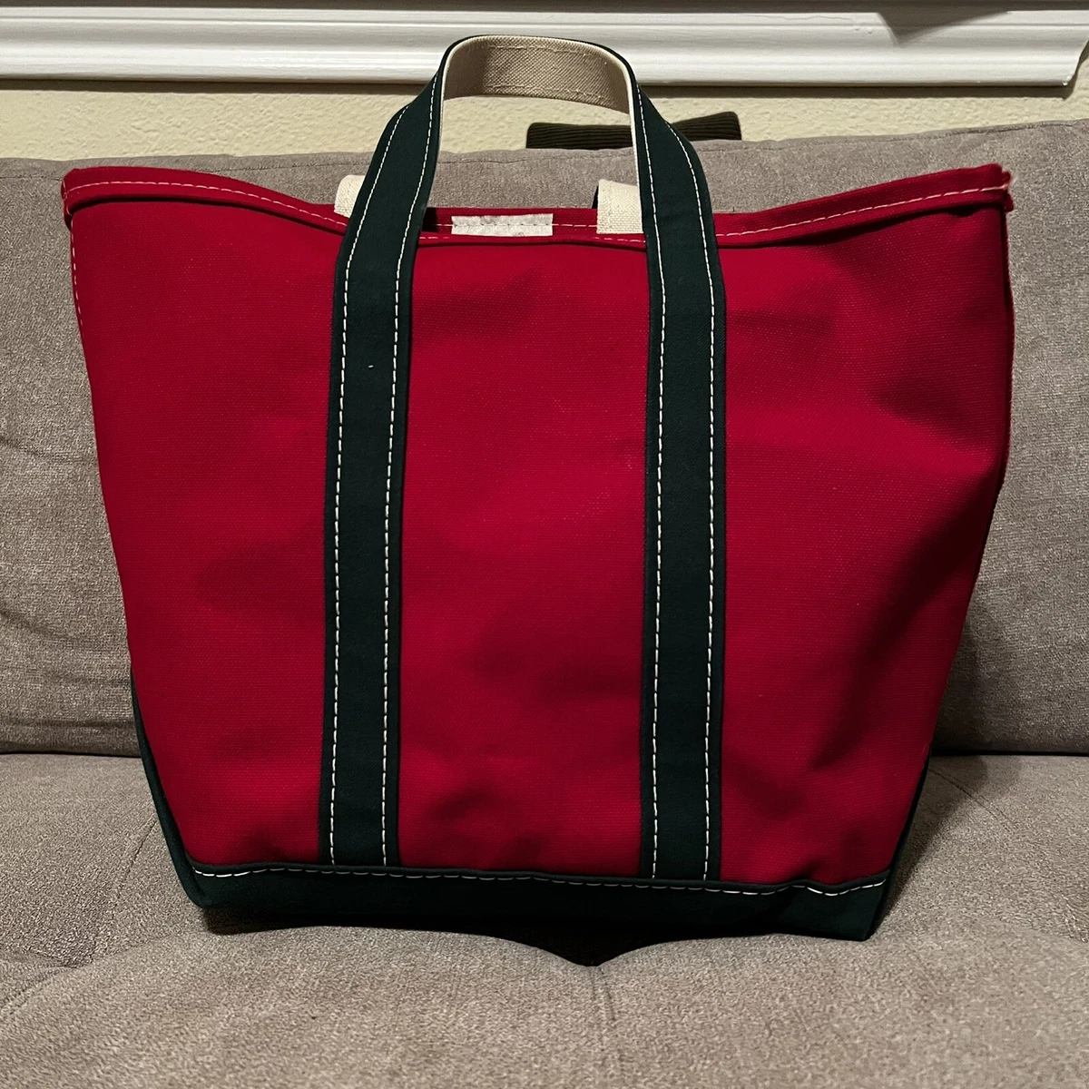 Vintage 80's 90’s LL Bean Boat & Tote Red And Green Bag
