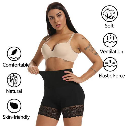 Women's High Waist Half Slip Shorts With Lace Trim Shapewear for Under Dresses - Picture 11 of 34