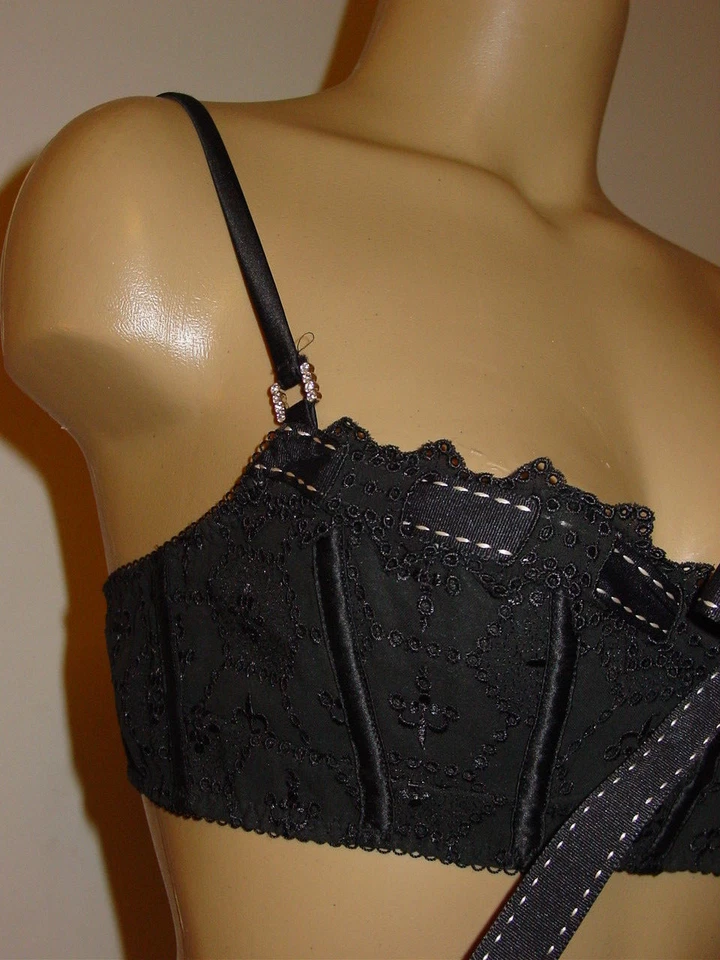 Sujetador Pleasure State Victorias Secret Negro Ojales Estilo Bustier Cinta Borde-L NUEVO Foto 2 de 4