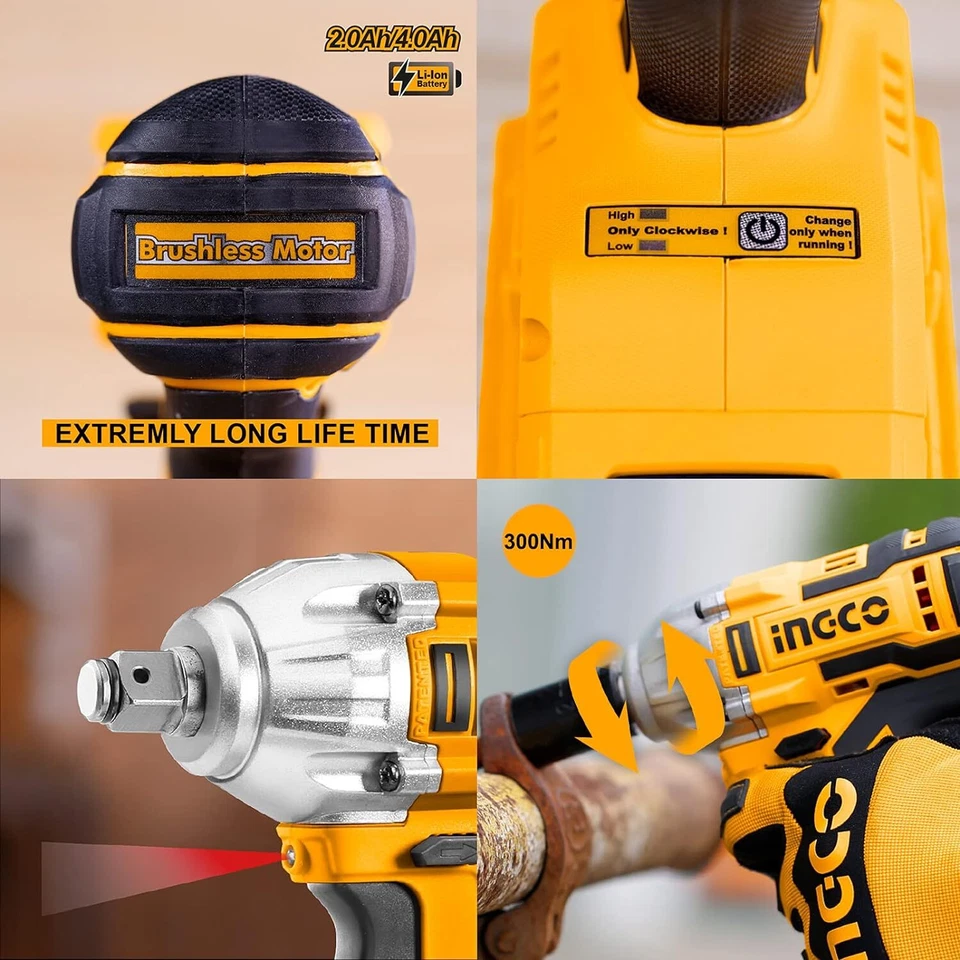 Ingco Impact Wrench, CIWLI2001 Lithium-Ion Impact Wrench, 20v Cordless - Image 3 of 4