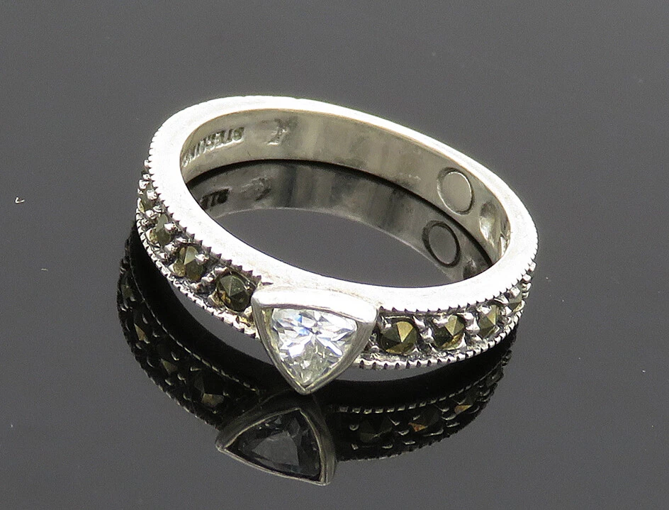 Sterling Silver Marcasite Wide Woven Twist Band Ring