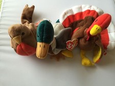 Ty Beanie Babies Lot Of 3 Gobbles 1996, Jake 1997 And Early 1997 A