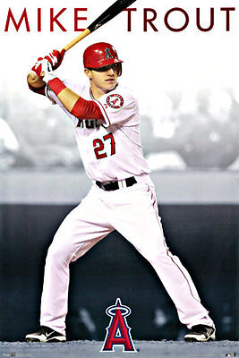 MIKE TROUT POSTER LOS ANGELES LA ANGELS of ANAHEIM LARGE 