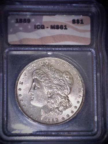 1889 Morgan Silver Dollar  ICG - MS61 , Way Pretty For The Grade,  Issue Free