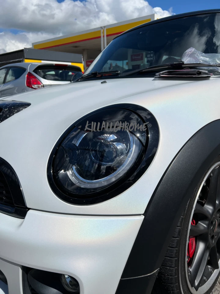 MINI Gen 2 R56 COPPIA COPRI OCCHI ARRABBIATI FARI NERI LUCIDI - R55 R56 R57 R58 R59 - Immagine 4 di 4