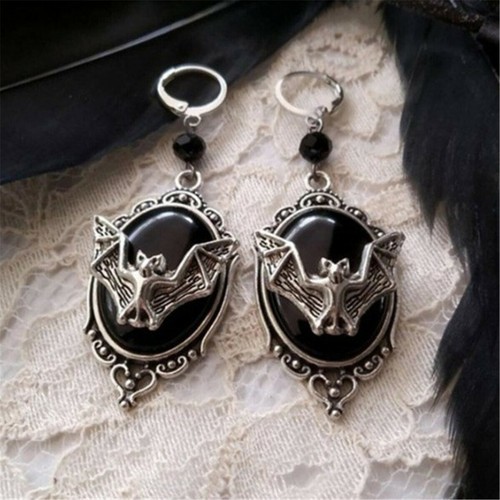 Gothic Bat Pendant Punk Necklace Ring Earrings Cameo Choker Halloween Jewelry - Picture 7 of 14