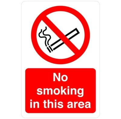 SAFETY FIRST DISPLAY LTD No smoking in this area safety sign- PVC, Sticker or Diabond