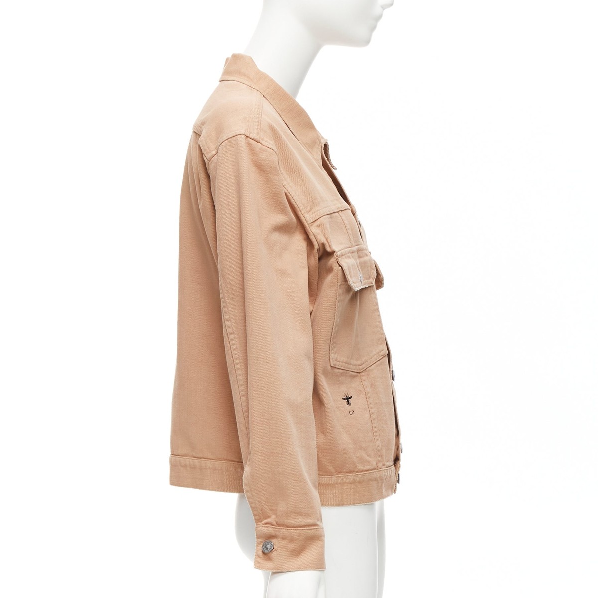 CHRISTIAN DIOR dirty peach denim CD bee logo boxy trucker