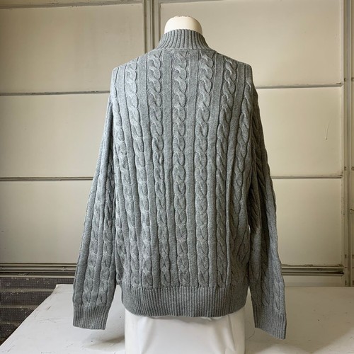 RALPH LAUREN Cable-Knit Cotton Quarter-Zip Sweater Men's Size XXL Grey - Picture 3 of 6