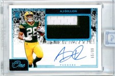 2020 Panini One Football Rookie Patch Autograph Blue #24 A.J. Dillon #58/99