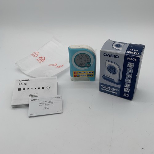 Casio PQ75-2DF Digital Alarm Clock ,Thermometer , Auto Led Torch, Turquoise READ - Picture 2 of 14