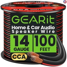 GEARit Speaker Wire 14 Gauge, Speaker Cable 100ft for Car Audio, Home Theater,